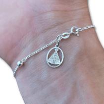 Pulseira Nossa Senhora Aparecida Prata 925 Feminina Bolinha