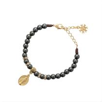 Pulseira Nossa Senhora das Graças em Hematita 6mm com strass AR6185
