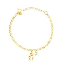 Pulseira Nota Musical Ponto De Luz Banhada A Ouro 18k Pulseira Nota Musical Ponto De Luz Banhada A Ouro 18k