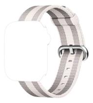 Pulseira Nylon Branco-Listras Compatível Apple Watch 40mm - Baú do Viking