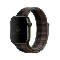 Pulseira Nylon Loop Preto Cinza Compatível com Apple Watch