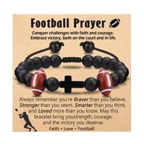 Pulseira OAVOOK Football Cross Agate ajustável para meninos