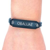 Pulseira Obaluaê Masculina Couro Preta