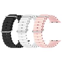 Pulseira Oceano Silicone Para Relógio Smartwatch Compatível com 42mm 44mm 45mm