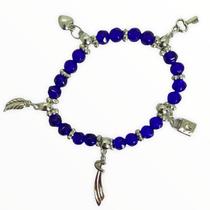 Pulseira Ogum ul Escuro Penduricalhos Cristal E Silicone Pulseira Ogum ul Escuro Penduricalhos Cristal E Silicone