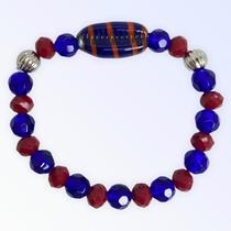 Pulseira Ogum Xoroquê Vermelho e Azul Búzios Cristal