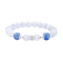 Pulseira Olho de Gato e Cianita Azul em Prata Esterlina 925 Feminina Pulseira Olho de Gato e Cianita Azul em Prata Esterlina 925 Feminina