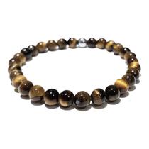 Pulseira Olho-de-tigre Natural Redondo Pequeno 6mm Proteção