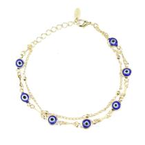 Pulseira olho grego 2 voltas folheada em ouro 18k cecília
