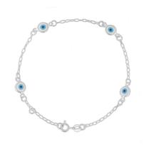 Pulseira Olho Grego Azul 18cm Prata 925 Legítima Pulseira Olho Grego Azul 18cm Prata 925 Legítima