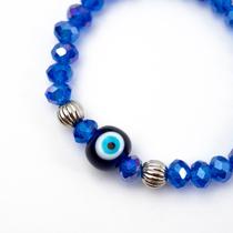 Pulseira Olho Grego Azul Cristal 8 mm e Silicone