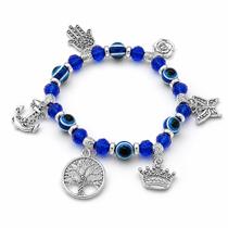 Pulseira Olho Grego Azul Elástica Feminina Proteção Sorte Exclusivo Presente Pulseira Olho Grego Azul Elástica Feminina Proteção Sorte Exclusivo Presente