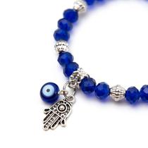 Pulseira Olho Grego Azul Mao de Deus Cristal e Silicone Pulseira Olho Grego Azul Mao de Deus Cristal e Silicone