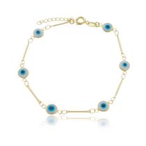 Pulseira Olho Grego Banhado a Ouro 18k Afasta Mau Olhado