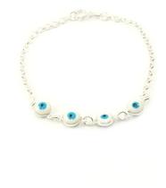 Pulseira Olho Grego Braco Elo Português Prata Legítima 925