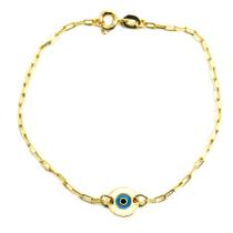 Pulseira Olho Grego Branco Folheado ouro 18k Pulseira Olho Grego Branco Folheado ouro 18k