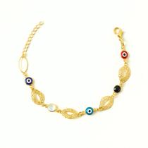 Pulseira Olho Grego Colorida - Banhada em Ouro 18k
