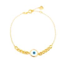 Pulseira Olho Grego Elos Grumet Em Ouro 18K