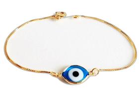 Pulseira Olho Grego Lembrança Delicada Folheado Ouro 18k Pulseira Olho Grego Lembrança Delicada Folheado Ouro 18k