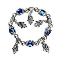 Pulseira Olho Grego Mão Hamsá Proteção Mau-Olhado Sorte