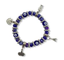 Pulseira Olho Grego Penduricalho ul Escuro 8 Mm Cristal E Pulseira Olho Grego Penduricalho ul Escuro 8 Mm Cristal E