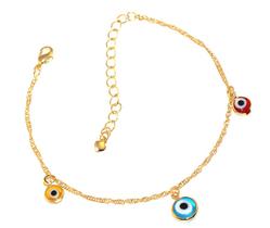 Pulseira Olho Grego Turco Colorido Folheado Ouro 18k