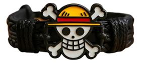 Pulseira One Piece Luffy De Couro Caveira Anime Otaku Ajustável Pulseira One Piece Luffy De Couro Caveira Anime Otaku Ajustável