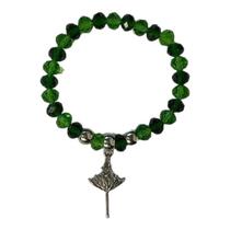 Pulseira Ossaim Verde Pingente Cristal E Silicone