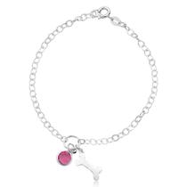 Pulseira Osso Cachorro Pedra Rosa Prata 925