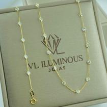 Pulseira ou Colar 40cm 45cm feminina em ouro 18k com pedra de zircônia Pulseira ou Colar 40cm 45cm feminina em ouro 18k com pedra de zircônia