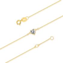 Pulseira Ouro 18k 750 Adulto Coração De Zircônia 5mm 18cm