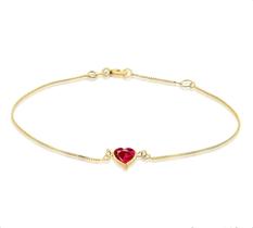 Pulseira Ouro 18k 750 Adulto Coração De Zircônia 5mm 19cm