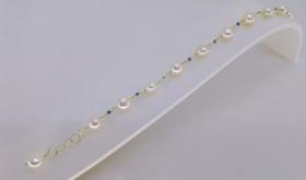 Pulseira Ouro 18k 750 Com Pérolas e Zircônias Turquezas Pulseira Ouro 18k 750 Com Pérolas e Zircônias Turquezas