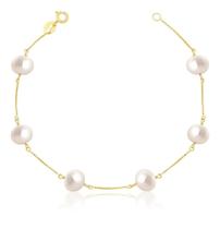 Pulseira Ouro 18k 750 De Pérolas Naturais Biwas 6mm Pulseira Ouro 18k 750 De Pérolas Naturais Biwas 6mm
