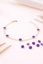 Pulseira Ouro 18k 750 Pedras De Zircônias 5mm Ametista Roxa Pulseira Ouro 18k 750 Pedras De Zircônias 5mm Ametista Roxa