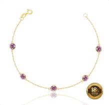 Pulseira Ouro 18k 750 Pedras De Zircônias 5mm Rosa