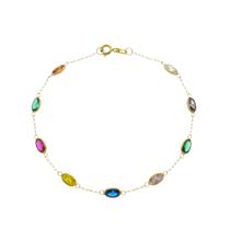 Pulseira Ouro 18k 750 Pedras Ovais 7mm Com 18cm Pulseira Ouro 18k 750 Pedras Ovais 7mm Com 18cm