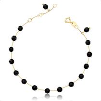 Pulseira Ouro 18k Ágata Negra Natural