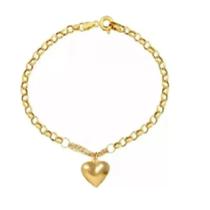 Pulseira Ouro 18k Berloque Elo Português Pingente Coração 1949650 Pulseira Ouro 18k Berloque Elo Português Pingente Coração 1949650