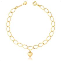 Pulseira Ouro 18k Feminina Com Berloque Coração Pulseira Ouro 18k Feminina Com Berloque Coração