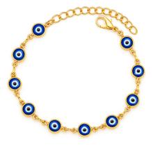 Pulseira Ouro 18k Olho Grego Feminina 19cm Luxo Estilo