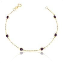 Pulseira Ouro 18k Pedras Coração De Zircônias 4mm - 18 cm