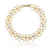 Pulseira Ouro Colorido 10k Em Três Cores 32 Cm Ad007 Pulseira Ouro Colorido 10k Em Três Cores 32 Cm Ad007