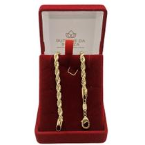 Pulseira Ouro Cordão Torcido 19cm Semijoia Luxo