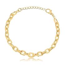 Pulseira Oval Elos Diamantados Folheada A Ouro