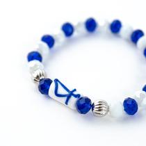 Pulseira Oxaguia Firma Espada Cristal e Silicone Azul e Branco