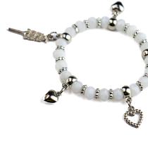 Pulseira Oxalá Branco e Prata Pingentes Cristal e Silicone