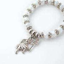 Pulseira Oxala Branco Pingente de Oxala Cristal Silicone