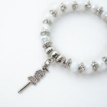 Pulseira Oxalá Opaxorô Branco Cristal e Silicone