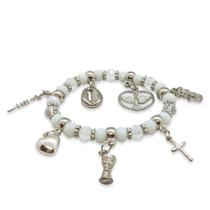 Pulseira Oxalá Transparente e Branca Umbanda Ajustável